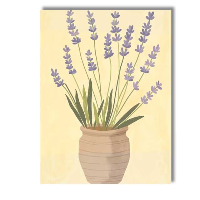 Rustic Lavender Plant in Terracotta Pot Botanical Illustration Canvas Wall Art Print Decor Picture Ready To Hang - image 1