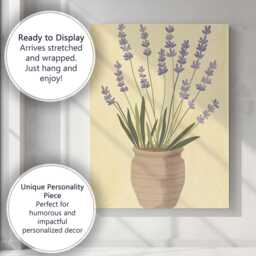 Rustic Lavender Plant in Terracotta Pot Botanical Illustration Canvas Wall Art Print Decor Picture Ready To Hang - thumbnail 3