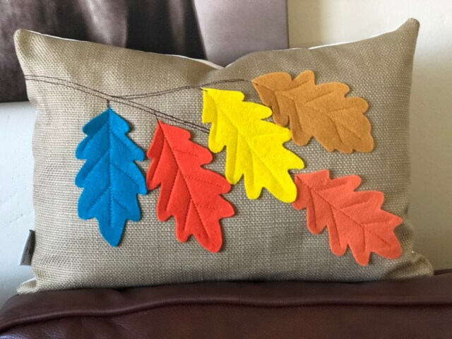 Fall Leaves Applique Pillow Cover - Thanksgiving Home Decor - image 1