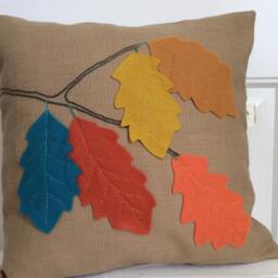 Fall Leaves Applique Pillow Cover - Thanksgiving Home Decor - thumbnail 3