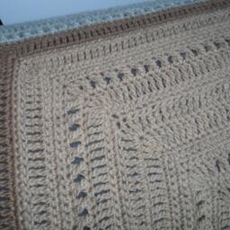 Sofa Cover Woollen Blanket in Shades Of Beige With Unique Crochet Stitching - thumbnail 4