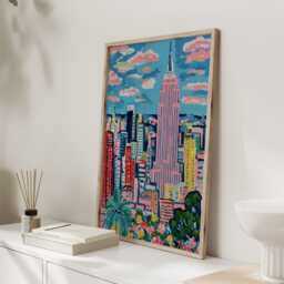New York City Wall Art Print, Nyc Skyline Artwork, Colourful Painting, Manhattan Art, Modern Urban Decor - thumbnail 2
