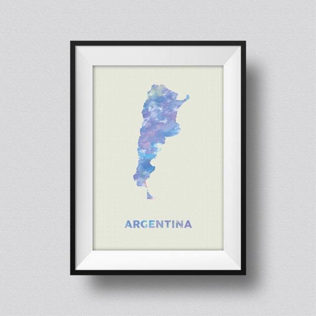 Argentina Watercolor Map Art Print Ink Splash Poster Canvas