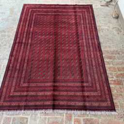 6x9 Afghan Bukhara Wool Rug - Handmade Large Oriental Carpet Oversized Handwoven Area For Living Room, Bedroom Or Dining Room Decor - thumbnail 2
