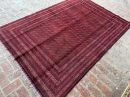 6x9 Afghan Bukhara Wool Rug - Handmade Large Oriental Carpet Oversized Handwoven Area For Living Room, Bedroom Or Dining Room Decor - thumbnail 1