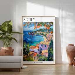 Sicily Travel Poster Italian Coastal Art Print - thumbnail 3
