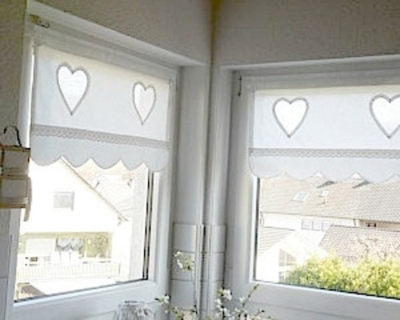 Curtain For The Kitchen Hearts Tunnel White Curtains With Valances Made To Measure Curtain in Shabby Chic Country Style Does Not Shrink After Washing - image 1