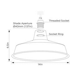 Green Classic Cap Lamp Shade - 14In - 360mm Metal For Industrial Pendant Lights - thumbnail 2