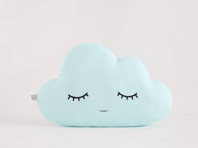 Minty Blue Cloud Pillow For Nursery Decor, Baby Cushion Shower Gift Newborn Boy Girl Gender Neutral Throw Kids Bed Children Teepee Sky - image 1
