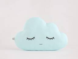 Minty Blue Cloud Pillow For Nursery Decor, Baby Cushion Shower Gift Newborn Boy Girl Gender Neutral Throw Kids Bed Children Teepee Sky - thumbnail 1