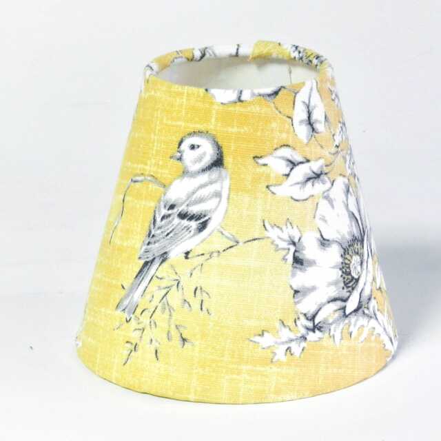 Buttercup Yellow Toile Candle Clip Lampshade French Chandelier Shade/Wall Light Cotton Fabric - image 1