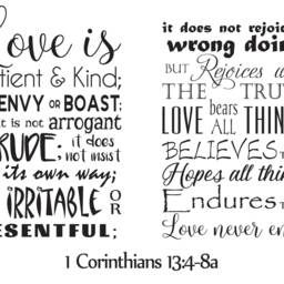 "Vinyl Wall Decal - 1 Corinthians 134-8 ""Love Is Patient... Believes All Things, Hopes Endures Things. Love Never Ends." - thumbnail 3