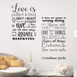 "Vinyl Wall Decal - 1 Corinthians 134-8 ""Love Is Patient... Believes All Things, Hopes Endures Things. Love Never Ends." - thumbnail 2