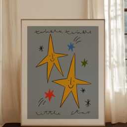 Twinkle Little Star Print, Nursery Illustration Wall Art, Hand Drawn Kids Toddler Prints Unframed - thumbnail 3