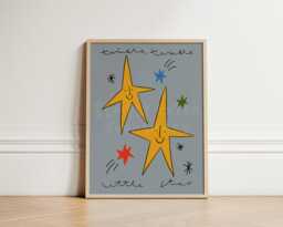 Twinkle Little Star Print, Nursery Illustration Wall Art, Hand Drawn Kids Toddler Prints Unframed - thumbnail 1