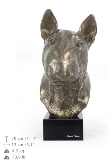 Bullterrier, Dog Statue On Marble Base, Limited Edition, Artdog. Made Of Cold Cast Bronze. Perfect Gift. Limited Edition - image 1