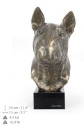 Bullterrier, Dog Statue On Marble Base, Limited Edition, Artdog. Made Of Cold Cast Bronze. Perfect Gift. Limited Edition