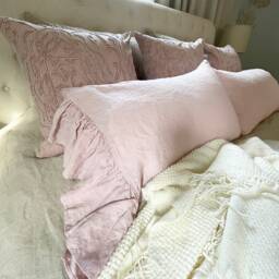 Linen Ruffled Pillow Shams, Pink Pillowcase, Custom Pillowcases, Decorative Cover - Mothers Day Gift For Her - thumbnail 2