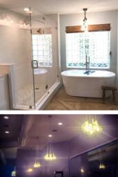 Bathtub Bubble Chandelier 5 Led Light Hanging Pendants Ceiling Fixture - Modern Bathroom Lighting Glass Globes Grape Cluster