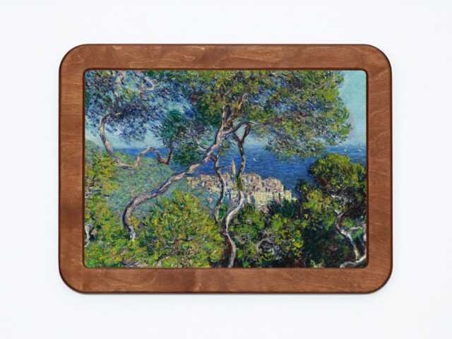 Bordighera Claude Monet Trees Nature Sea Town Landscape Impressionism Classic Painting Wooden Framed Art Print - image 1