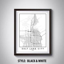 Salt Lake City Map Art Print Utah Travel Poster, Office Wall Decor - thumbnail 2