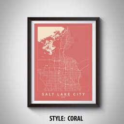 Salt Lake City Map Art Print Utah Travel Poster, Office Wall Decor - thumbnail 3