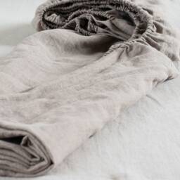 Linen Fitted Sheet, Natural Bedding, Deep Pocket Bed Sheets Queen, King, Full, Double - thumbnail 2