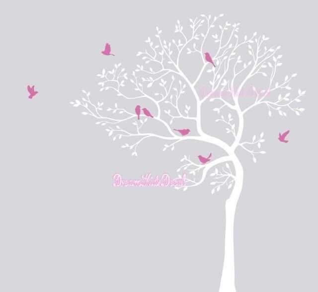 Tree Wall Decal With Birds, Nursery Nature Sticker For Baby Room Decoration - image 1