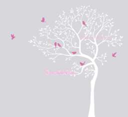 Tree Wall Decal With Birds, Nursery Nature Sticker For Baby Room Decoration - thumbnail 1