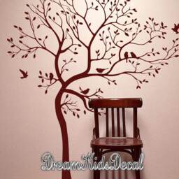Tree Wall Decal With Birds, Nursery Nature Sticker For Baby Room Decoration - thumbnail 3