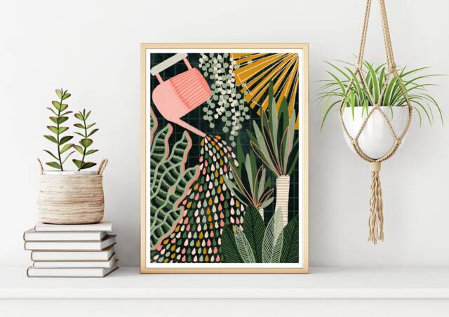 House Plant Watering Can Illustration Poster Print - image 1