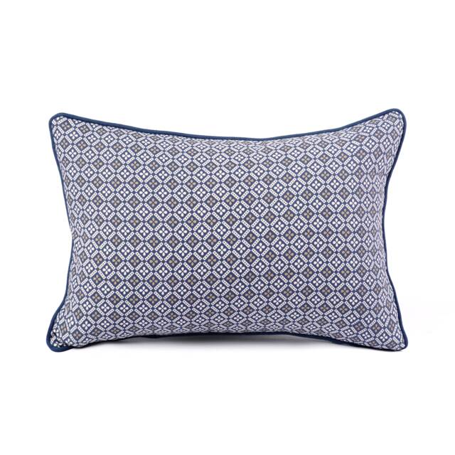 Indigo/Dark Blue Dominoterie Geometric Print Cotton Pillow Cover, Sizes Available - image 1