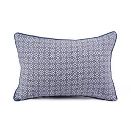 Indigo/Dark Blue Dominoterie Geometric Print Cotton Pillow Cover, Sizes Available - thumbnail 1
