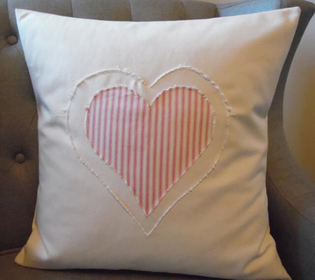 Valentine's Day.farmhouse.hearts.pillow Covers.toss Pillows.throw Pillows.slipcovers.cushion Covers.decor Accents.ticking.pinks - image 1