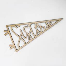 Sisters Wood Pennant Sign Laser Cut Vintage Style Banner - thumbnail 1