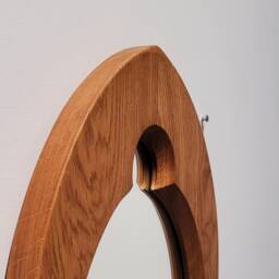 Unusual Gothic Arch Trefoil Keyhole Solid Wooden English Oak Wall Mirror 52.5 cm Long Hand Made - thumbnail 3