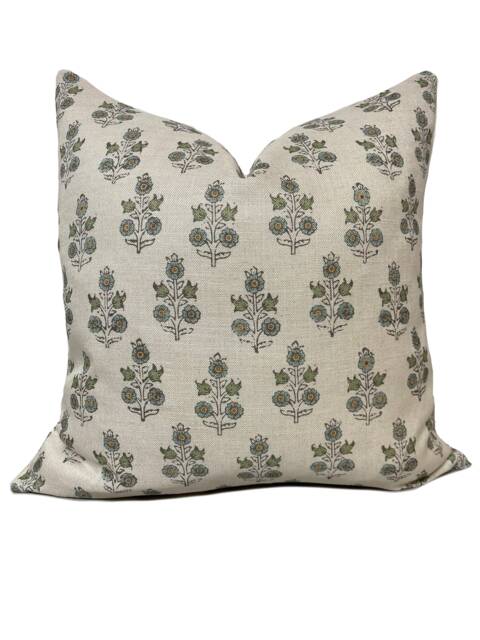 G.p & J Baker Poppy Sprig Aqua Double Sided Cushion Cover Pillow - image 1