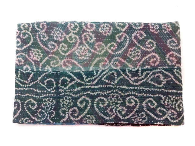 Kantha Quilt Handmade Indian Cotton Bedspread Bedding , Bed Cover Quilted With Cotton Threads - image 1