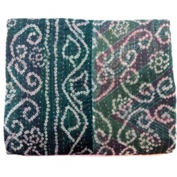 Kantha Quilt Handmade Indian Cotton Bedspread Bedding , Bed Cover Quilted With Cotton Threads - thumbnail 4