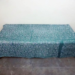 Kantha Quilt Handmade Indian Cotton Bedspread Bedding , Bed Cover Quilted With Cotton Threads - thumbnail 3