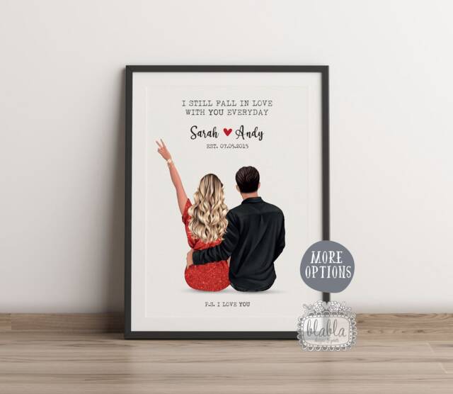Couple Personalised Gift, Valentines Family Poster, Boyfriend Girlfriend Wall Art, Gift - image 1