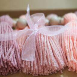 Tassel Garland - Custom Nursery Decor Bunting Wall Hanging Boho Yarn Pink Shelf - thumbnail 2