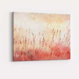 Blush Pink Wildflower Meadow Watercolour Botanical Landscape Canvas Wall Art Print Decor Picture Ready To Hang - thumbnail 4