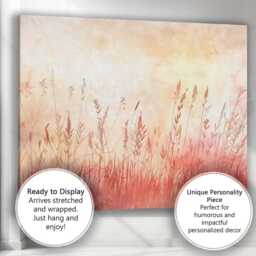 Blush Pink Wildflower Meadow Watercolour Botanical Landscape Canvas Wall Art Print Decor Picture Ready To Hang - thumbnail 3