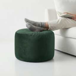 Bean Bag Pouffe Footstools Green Velvet Round Ottoman Style Footstool Pouf