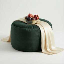 Bean Bag Pouffe Footstools Green Velvet Round Ottoman Style Footstool Pouf - thumbnail 2