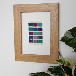 Gaps Series Heather & Blue Poppy - Framed Mini Abstract Weaving Wall Art, Original Weaving, Fibre Art - thumbnail 3