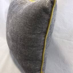 Silver Grey Crushed Velvet Cushion Cover, Gold Piping - 60cm - thumbnail 2