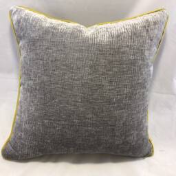 Silver Grey Crushed Velvet Cushion Cover, Gold Piping - 60cm - thumbnail 1