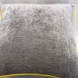 Silver Grey Crushed Velvet Cushion Cover, Gold Piping - 60cm - thumbnail 4